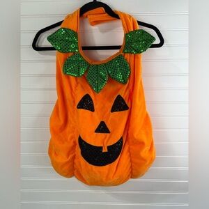 Kids sequined collar orange & green pumpkin Halloween costume. 🎃